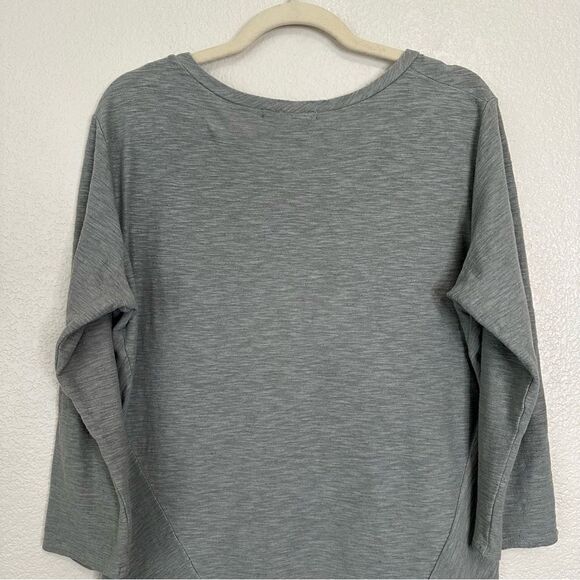 Cut Loose Linen Blend Heathered Gray 3/4 Sleeves Tee, Sz Large - Picture 6 of 11
